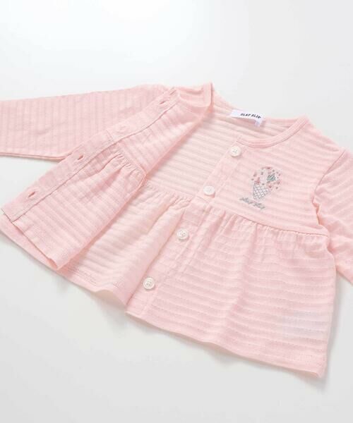 SLAP SLIP BABY / スラップ スリップ ベビー ベビー・キッズウエア | 袖レース胸刺しゅう切り替え針抜きボーダーカーディガンベビー(70~80cm) | 詳細8
