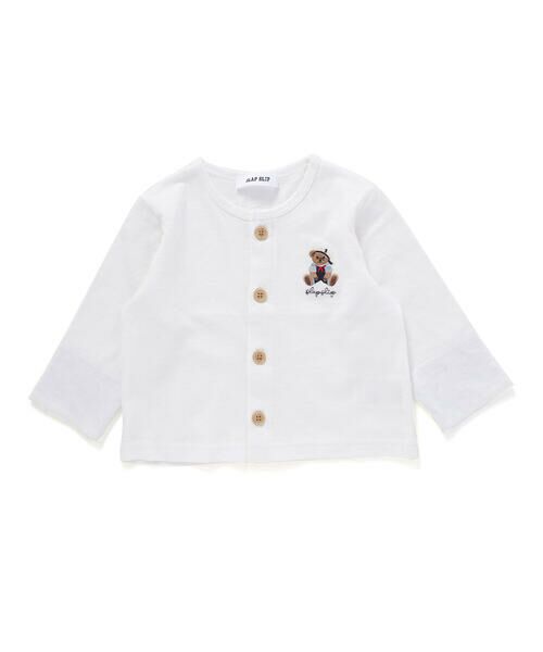 SLAP SLIP BABY/スラップ スリップ ベビー 恐竜クマ胸刺しゅう袖折り返しドットカーディガンベビー(70~80cm) ホワイト ワンサイズ(70~80cm) SLAP SLIP BABY/スラップ スリップ ベビー 恐竜クマ胸刺しゅう袖折り返しドットカーディガンベビー(70~80cm) ホワイト ワンサイズ(70~80cm)