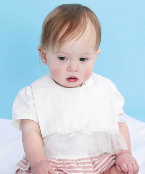 SLAP SLIP BABY / スラップ スリップ ベビー スタイ・ビブ | ドットストライプ裾チュールスタイベビー | 詳細1