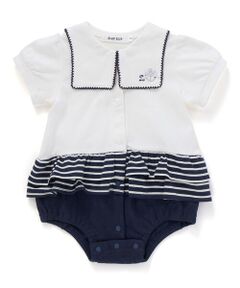 SLAP SLIP BABY / スラップ スリップ ベビー ロンパース | セーラー襟切り替えボーダーフリルマリン風ロンパースベビー(60~80cm)