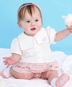 SLAP SLIP BABY / スラップ スリップ ベビー ロンパース | セーラー襟切り替えボーダーフリルマリン風ロンパースベビー(60~80cm)