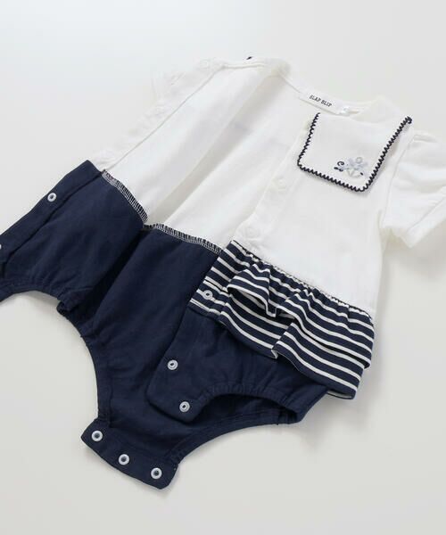 SLAP SLIP BABY / スラップ スリップ ベビー ロンパース | セーラー襟切り替えボーダーフリルマリン風ロンパースベビー(60~80cm) | 詳細9