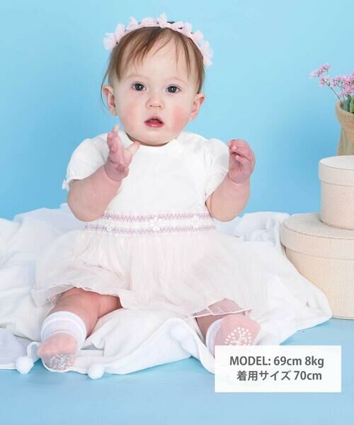 SLAP SLIP BABY / スラップ スリップ ベビー ロンパース | 【お揃い】マルチストライプチュールスカートスモッキングロンパースベビー(70~80cm) | 詳細1