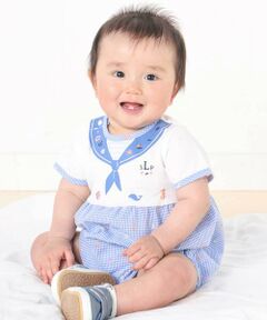 SLAP SLIP BABY / スラップ スリップ ベビー ロンパース | トロンプルイユプリントチェックドットロンパースベビー(60~80cm)