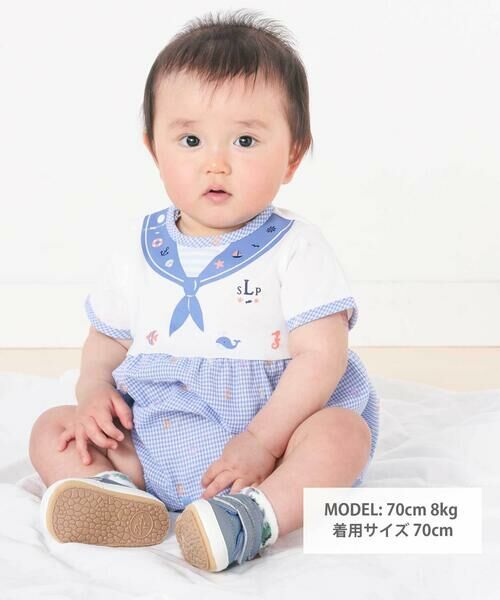 SLAP SLIP BABY / スラップ スリップ ベビー ロンパース | トロンプルイユプリントチェックドットロンパースベビー(60~80cm) | 詳細1
