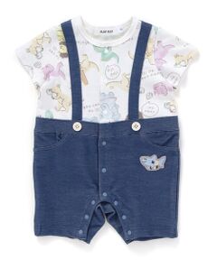 SLAP SLIP BABY / スラップ スリップ ベビー ロンパース | 【お揃い】レモンアニマル恐竜いきもの総柄サロペットドッキングロンパースベビー(70~80cm)