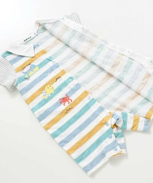 SLAP SLIP BABY / スラップ スリップ ベビー ロンパース | 【お揃い】いろいろ生き物プリントボーダー切り替え襟付きロンパースベビー(60~80cm) | 詳細11