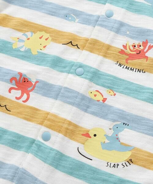 SLAP SLIP BABY / スラップ スリップ ベビー ロンパース | 【お揃い】いろいろ生き物プリントボーダー切り替え襟付きロンパースベビー(60~80cm) | 詳細13