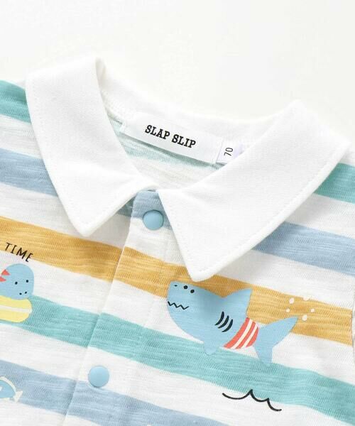 SLAP SLIP BABY / スラップ スリップ ベビー ロンパース | 【お揃い】いろいろ生き物プリントボーダー切り替え襟付きロンパースベビー(60~80cm) | 詳細8