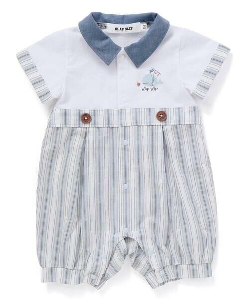 SLAP SLIP BABY / スラップ スリップ ベビー ロンパース | 【お揃い】マルチストライプ切り替え襟付き半袖ロンパースベビー(70~80cm) | 詳細3