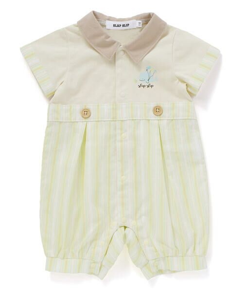 SLAP SLIP BABY / スラップ スリップ ベビー ロンパース | 【お揃い】マルチストライプ切り替え襟付き半袖ロンパースベビー(70~80cm) | 詳細5