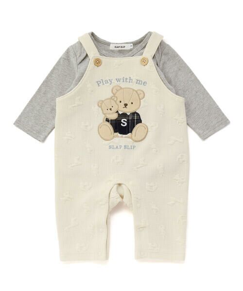 SLAP SLIP BABY / スラップ スリップ ベビー ベビー・キッズウエア | 【お揃い】パッチ刺しゅうポコポコアニマル柄サロペット+プリントボディミニ2点セットベビー(70~80cm) | 詳細1