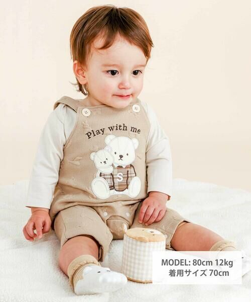 SLAP SLIP BABY / スラップ スリップ ベビー ベビー・キッズウエア | 【お揃い】パッチ刺しゅうポコポコアニマル柄サロペット+プリントボディミニ2点セットベビー(70~80cm) | 詳細17