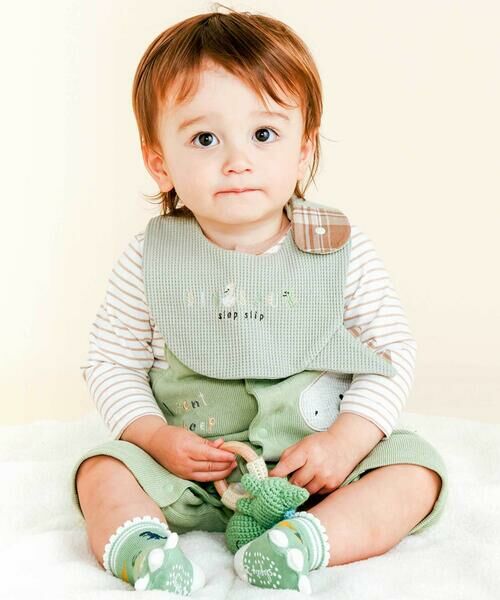 SLAP SLIP BABY / スラップ スリップ ベビー スタイ・ビブ | チェック配色恐竜しっぽスタイベビー | 詳細3