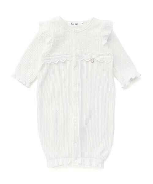 SLAP SLIP BABY / スラップ スリップ ベビー ロンパース | 肩フリル切り替えお花レース2WAYロンパースベビー(50~70cm) | 詳細1