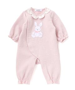 SLAP SLIP BABY / スラップ スリップ ベビー ロンパース | 【お揃い】花柄スカラップ襟ウサギネコパッチ刺しゅうロンパースベビー(60~80cm)