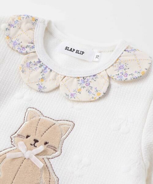 SLAP SLIP BABY / スラップ スリップ ベビー ロンパース | 【お揃い】花柄スカラップ襟ウサギネコパッチ刺しゅうロンパースベビー(60~80cm) | 詳細5