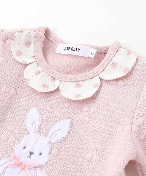 SLAP SLIP BABY / スラップ スリップ ベビー ロンパース | 【お揃い】花柄スカラップ襟ウサギネコパッチ刺しゅうロンパースベビー(60~80cm) | 詳細9