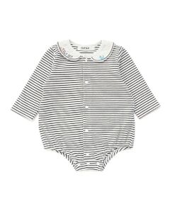 SLAP SLIP BABY / スラップ スリップ ベビー ロンパース | 無地ボーダーアニマルクマ恐竜刺しゅうライン襟付きボディミニベビー(70~80cm)