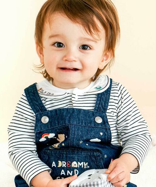 SLAP SLIP BABY / スラップ スリップ ベビー ロンパース | 無地ボーダーアニマルクマ恐竜刺しゅうライン襟付きボディミニベビー(70~80cm) | 詳細4