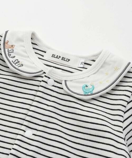 SLAP SLIP BABY / スラップ スリップ ベビー ロンパース | 無地ボーダーアニマルクマ恐竜刺しゅうライン襟付きボディミニベビー(70~80cm) | 詳細8