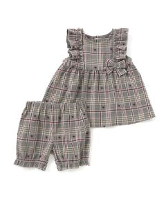 SLAP SLIP BABY / スラップ スリップ ベビー ベビー・キッズウエア | 【お揃い】肩フリルリボンチェックワンピース+ブルマセットアップベビー(70~80cm)
