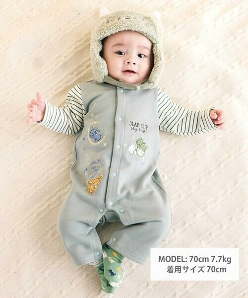 SLAP SLIP BABY / スラップ スリップ ベビー ロンパース | ドラゴン刺しゅうロンパース+お顔スタイ2点セットベビー(60~80cm) | 詳細1