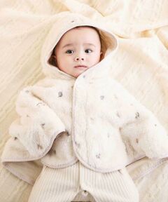 SLAP SLIP BABY / スラップ スリップ ベビー ベビー・キッズウエア | 【お揃い】フード付き総柄刺しゅうもこもこボアマントベビー(50~90cm)