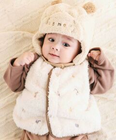 SLAP SLIP BABY / スラップ スリップ ベビー ベビー・キッズウエア | 【お揃い】総柄刺しゅうもこもこボアリバーシブルベストベビー(70~80cm)