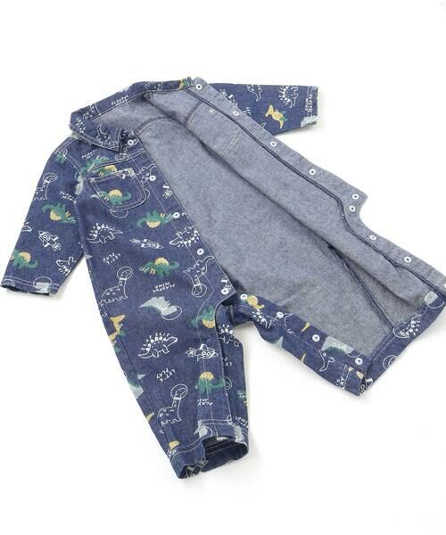 SLAP SLIP BABY / スラップ スリップ ベビー ロンパース | 【お揃い】デニムツイル恐竜ロケット総柄ジャンプスーツベビー(70~80cm) | 詳細10