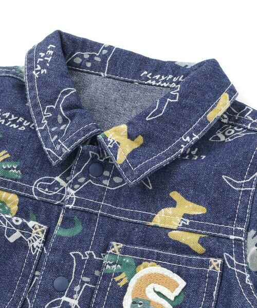 SLAP SLIP BABY / スラップ スリップ ベビー ロンパース | 【お揃い】デニムツイル恐竜ロケット総柄ジャンプスーツベビー(70~80cm) | 詳細5