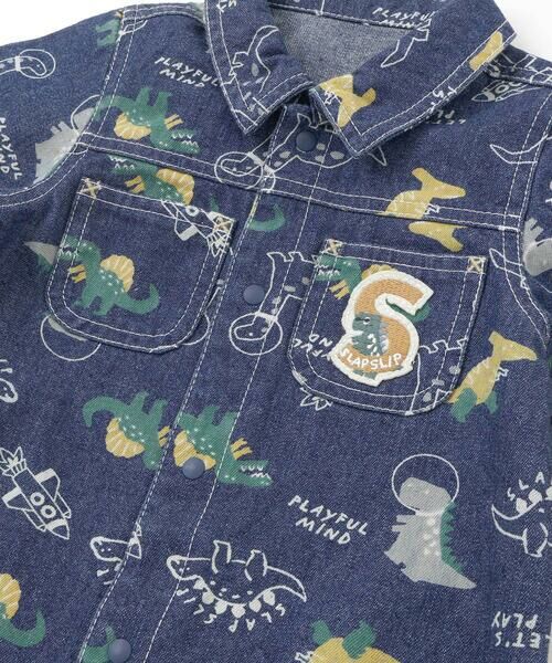 SLAP SLIP BABY / スラップ スリップ ベビー ロンパース | 【お揃い】デニムツイル恐竜ロケット総柄ジャンプスーツベビー(70~80cm) | 詳細6
