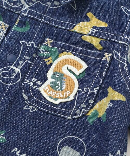 SLAP SLIP BABY / スラップ スリップ ベビー ロンパース | 【お揃い】デニムツイル恐竜ロケット総柄ジャンプスーツベビー(70~80cm) | 詳細7