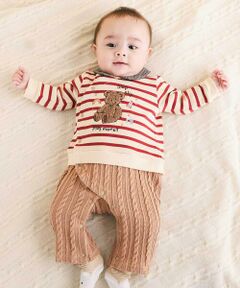 SLAP SLIP BABY / スラップ スリップ ベビー ロンパース | アニマルクマサガラ刺しゅうチェックボーダーロンパースベビー(70~80cm)