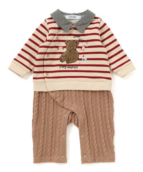 SLAP SLIP BABY / スラップ スリップ ベビー ロンパース | アニマルクマサガラ刺しゅうチェックボーダーロンパースベビー(70~80cm) | 詳細3