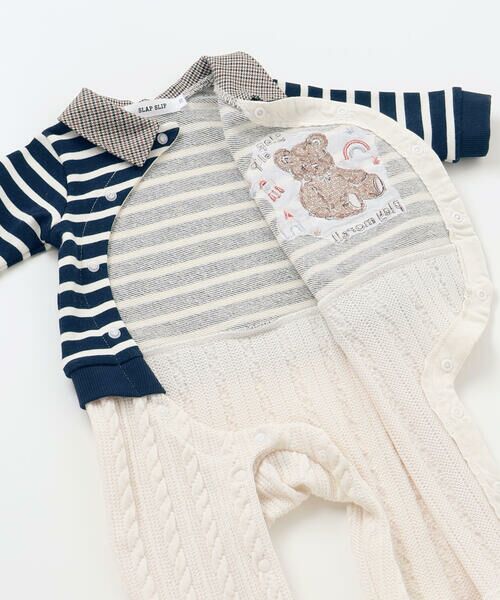 SLAP SLIP BABY / スラップ スリップ ベビー ロンパース | アニマルクマサガラ刺しゅうチェックボーダーロンパースベビー(70~80cm) | 詳細10