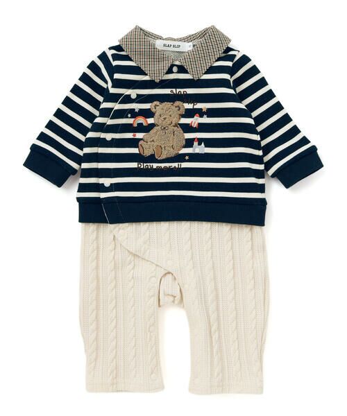 SLAP SLIP BABY / スラップ スリップ ベビー ロンパース | アニマルクマサガラ刺しゅうチェックボーダーロンパースベビー(70~80cm) | 詳細5