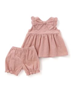 SLAP SLIP BABY / スラップ スリップ ベビー ベビー・キッズウエア | 花柄無地コーデュロイ肩フリルリボンモチーフワンピース+ブルマセットアップベビー(70~80cm)