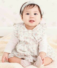 SLAP SLIP BABY / スラップ スリップ ベビー ベビー・キッズウエア | 花柄無地コーデュロイ肩フリルリボンモチーフワンピース+ブルマセットアップベビー(70~80cm)