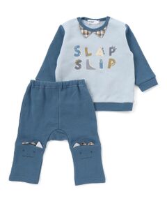 SLAP SLIP BABY / スラップ スリップ ベビー ベビー・キッズウエア | フロントプリントトレーナー+恐竜ヒザ切り替えボトムセットアップベビー(70~80cm)