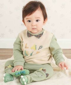 SLAP SLIP BABY / スラップ スリップ ベビー ベビー・キッズウエア | フロントプリントトレーナー+恐竜ヒザ切り替えボトムセットアップベビー(70~80cm)
