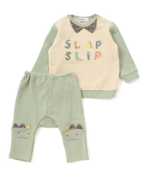 SLAP SLIP BABY / スラップ スリップ ベビー ベビー・キッズウエア | フロントプリントトレーナー+恐竜ヒザ切り替えボトムセットアップベビー(70~80cm) | 詳細17