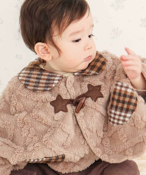 SLAP SLIP BABY / スラップ スリップ ベビー ベビー・キッズウエア | 【お揃い】チェック襟付きケーブルボアマントベビー(50~90cm) | 詳細11