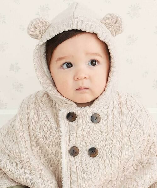 SLAP SLIP BABY / スラップ スリップ ベビー ベビー・キッズウエア | 【お揃い】クマ耳フード付き裏ボアケーブルマントベビー(50~90cm) | 詳細2