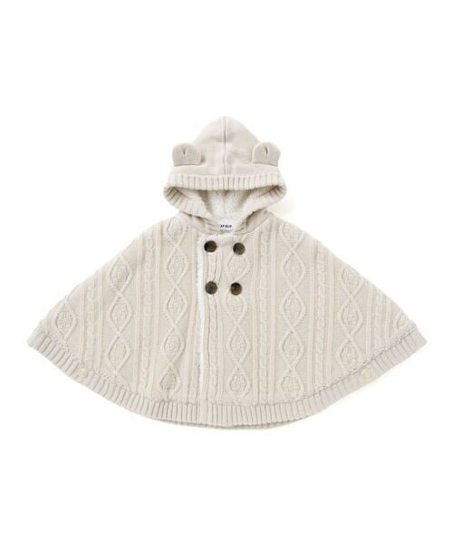 SLAP SLIP BABY / スラップ スリップ ベビー ベビー・キッズウエア | 【お揃い】クマ耳フード付き裏ボアケーブルマントベビー(50~90cm) | 詳細3