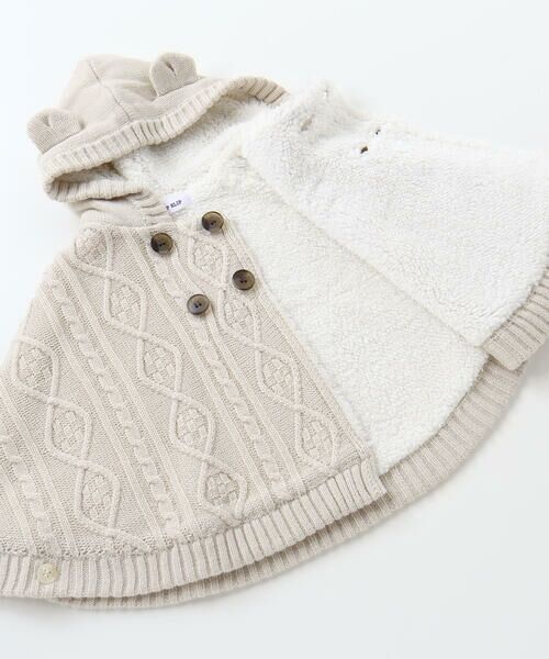 SLAP SLIP BABY / スラップ スリップ ベビー ベビー・キッズウエア | 【お揃い】クマ耳フード付き裏ボアケーブルマントベビー(50~90cm) | 詳細5