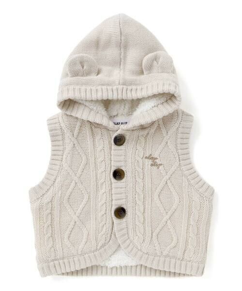 SLAP SLIP BABY / スラップ スリップ ベビー ベビー・キッズウエア | 【お揃い】クマ耳フード付き裏ボアニットベストベビー(70~80cm) | 詳細4