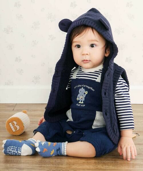 SLAP SLIP BABY / スラップ スリップ ベビー ベビー・キッズウエア | 【お揃い】クマ耳フード付き裏ボアニットベストベビー(70~80cm) | 詳細13