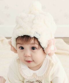 SLAP SLIP BABY / スラップ スリップ ベビー ベビー・キッズグッズ | 【お揃い】花星フワフワモチーフ耳当て付きボンボンニット帽ベビー(44~48cm)