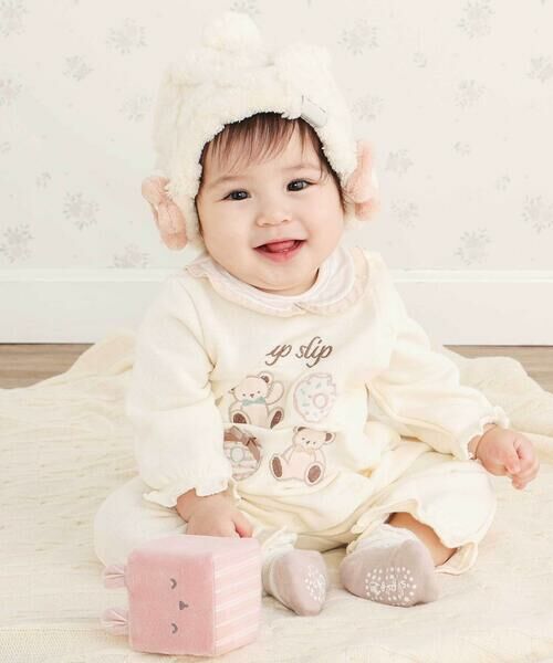 SLAP SLIP BABY / スラップ スリップ ベビー ベビー・キッズグッズ | 【お揃い】花星フワフワモチーフ耳当て付きボンボンニット帽ベビー(44~48cm) | 詳細1